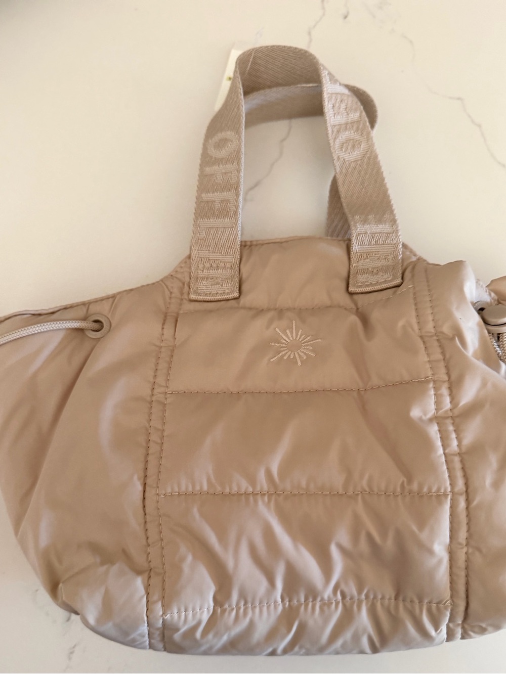 Beige Quilted Tote Bag for Women